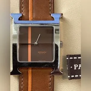 Hermes | Accessories | Hermes Heure H Watch Silver Brown  display picture 1